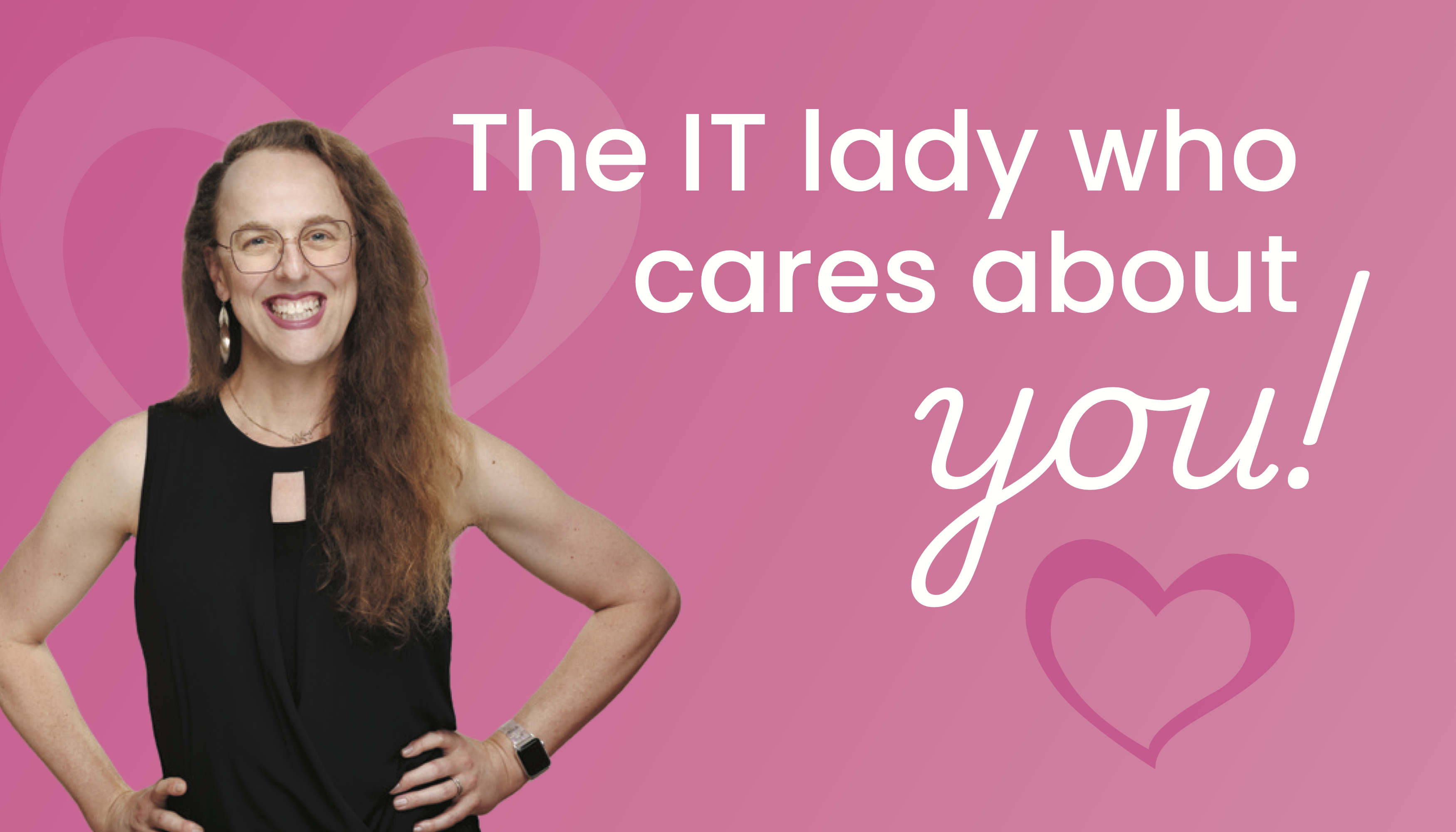 Bust of Ocean Raethstein, owner of Boss Queen IT, with text 'The IT Lady who cares about you'